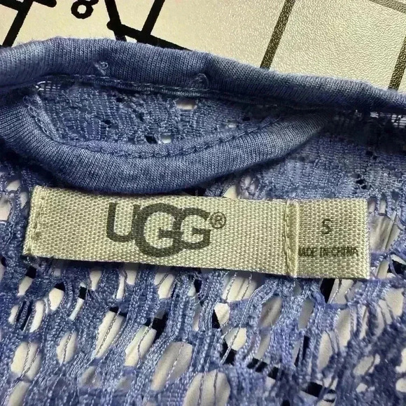 UGG Australia Womens S Blue Open Knit Robe Wrap Kimono Beach Cover Up - Picture 10 of 13